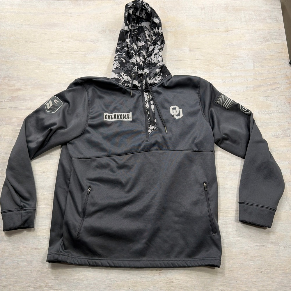 Colosseum Hoodie Oklahoma Sooners OHT Military Appreciation Large Gray Mens